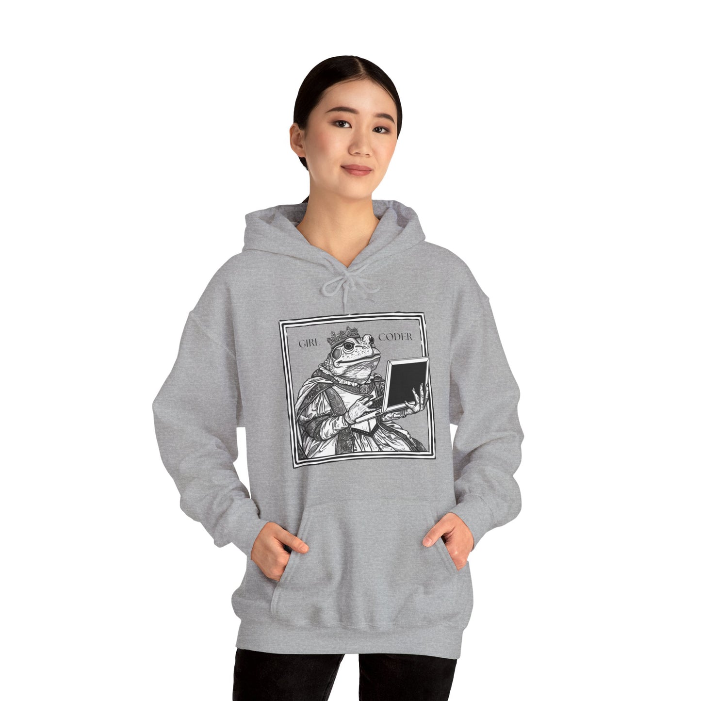 Girl Coder Hooded Sweatshirt Sport Grey