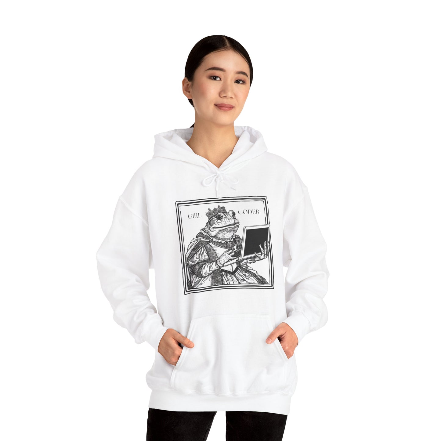 Girl Coder Hooded Sweatshirt Sport White