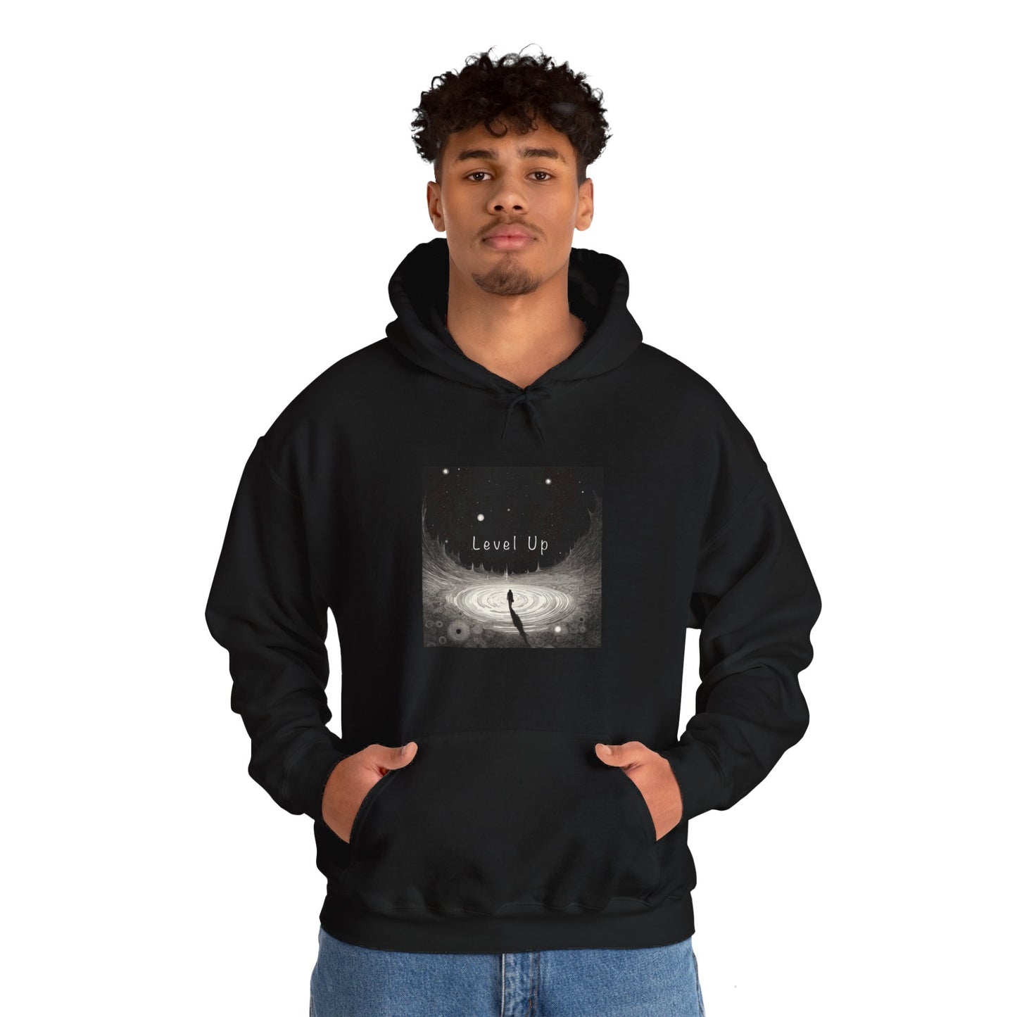 Level Up Man Hooded Sweatshirt Black